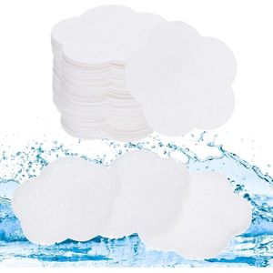 60 stuks Comprimeerbare Gezichtssponzen voor Dagelijkse Huidverzorging Thuis en Onderweg, Bloemendesign in Wit