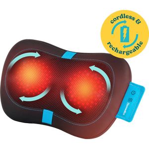 HoMedics Draadloze Shiatsu Massagekussen - 1 uur Batterijduur - 4 Roterende Massagekoppen - Kalmerende Warmtefunctie - USB C Oplaadbaar - SP50H