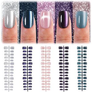 Allecto plus - Set van 3D Plaknagels met Cat Eye Effect in 5 kleuren - 15 Maten - Geschikt voor Salons en DIY Nail Art