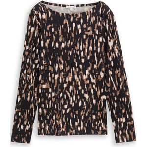 Tom Tailor - Shirt - Bruin - Lange Mouwen - Met Print All-over