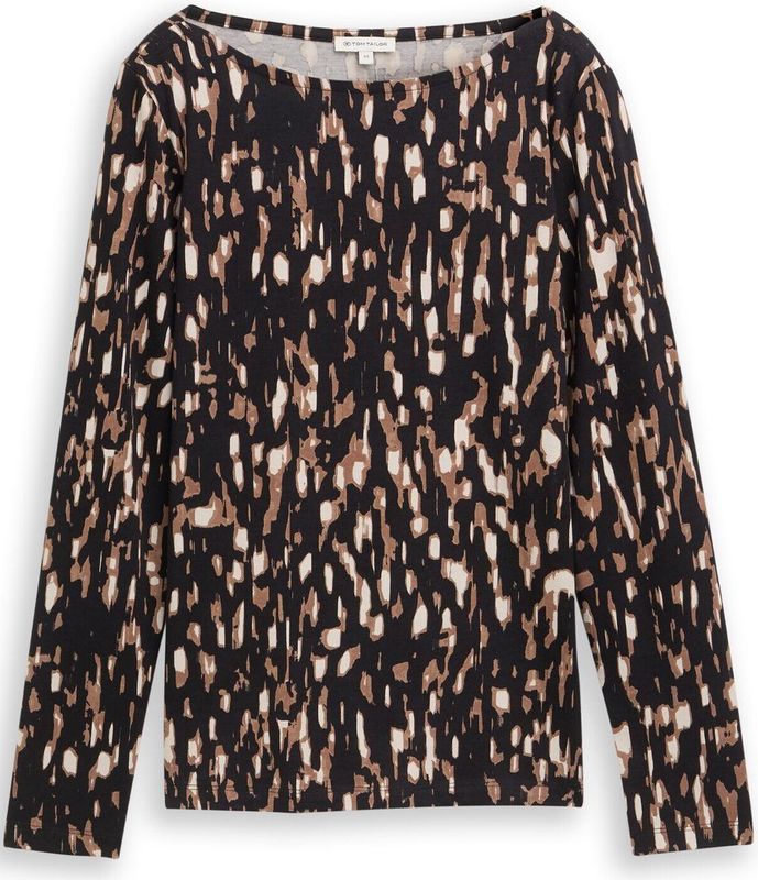 Tom Tailor - Shirt - Bruin - Lange Mouwen - Met Print All-over