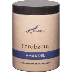 Scrubzout Amandel in handige pot - 1250 gram - met zwarte deksel - Hydraterende Lichaamsscrub