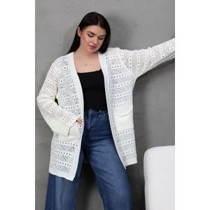 Gebreide damesvest met zakken | Wit