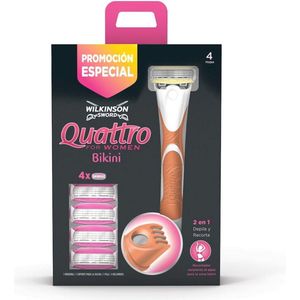 Damesbikini scheerapparaat met 4 messen en elektrische trimmer voor intieme zones