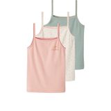 Vertbaudet - Set van 3 - Tanktops - Meisjes - Geribbeld - Glitterdetails