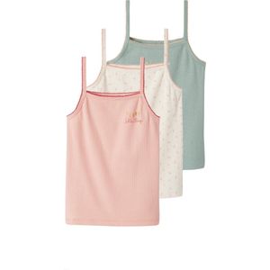 Vertbaudet - Set van 3 - Tanktops - Meisjes - Geribbeld - Glitterdetails