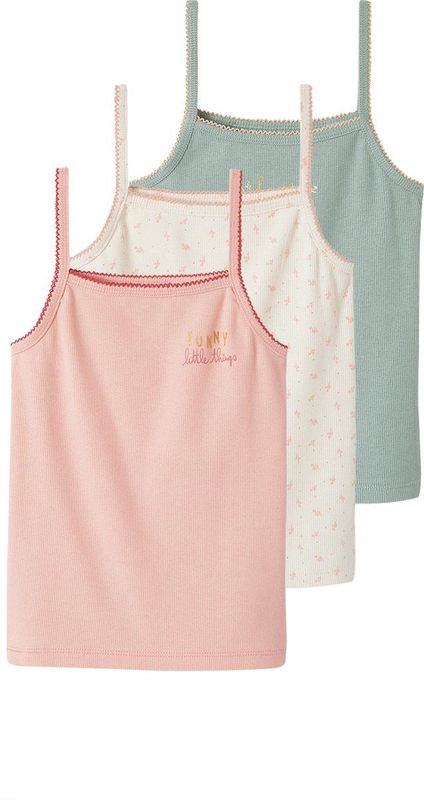 Vertbaudet - Set van 3 - Tanktops - Meisjes - Geribbeld - Glitterdetails