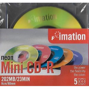 Imation 8cm 80mm Mini CD-R 24min/210MB 5 stuks in slimcase
