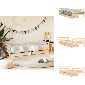 vidaXL Kinderbedframe - Kinderbedframes - Kinderbed - Peuterbed - Kinderbedframe met lades 90x200 cm massief grenenhout