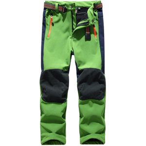 Kraftverdia™-kinder skibroek-winter wandelbroek-Winddicht en waterdicht-Zachte shell uitbreidbare taille-Buitensport thermische skibroek voor tiener jongens en meisjes-groen-L