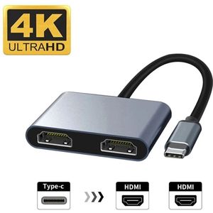 Innerlight® Connect+ USB C naar 2x HDMI Adapter - Type-C to Double HDMI converter - USB C HUB - USB C naar HDMI - Geschikt voor Apple MacBook Air en Pro - Geschikt voor Samsung - Geschikt voor Microsoft
