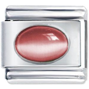Quiges - Schakel - Bedel - 9mm - charms - cateye roze - Geschikt voor - Nomination- armband - Schakelarmband - italy bedels armband