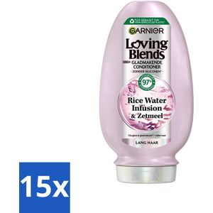15 x Garnier - Loving Blends Rice Water Infusion - Conditioner - Glans & Zachtheid - Lang Haar - 250 ml - Vegan Conditioner - Duurzame Verpakking