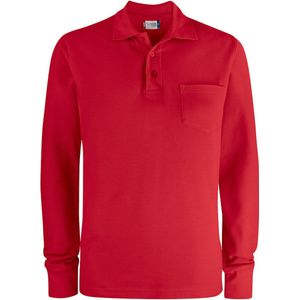 Clique Herenpoloshirt met knopen, borstzak en lange mouwen Rood - M