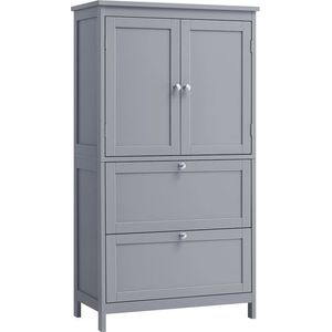 Badkamerkast, badkamerkast, keukenkast, opbergkast met 2 deuren en 2 laden, verstelbare plank, 30 x 60 x 110 cm, duifgrijs