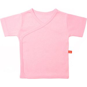 T-shirt overslag bio katoen korte mouw roze 62-68
