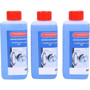 Wasmachinereiniger Strong 500ml - Set van 3 - Anti-Kalk Multireiniger voor Optimale Onderhoud - Blauw Kunststof Fles