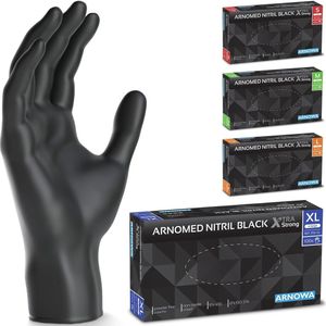 ARNOMED - Nitril Wegwerphandschoenen - Zwart - Extra Sterk - 100 Stuks per Doos