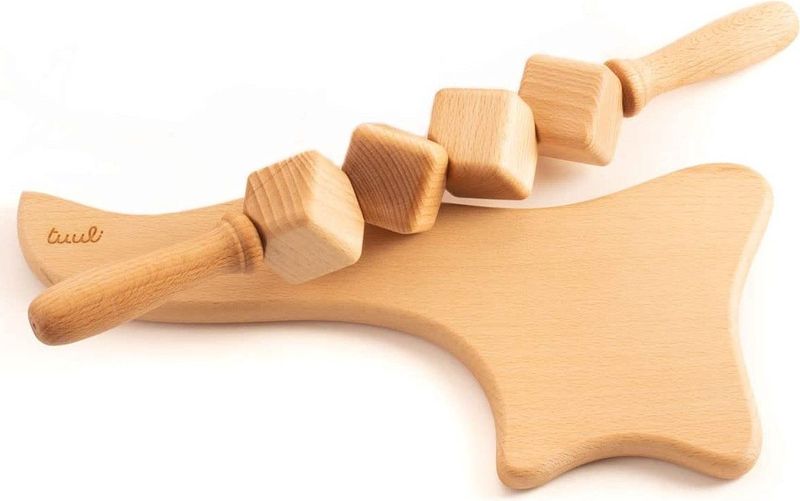 tuuli - Anti-cellulitis - Massageset - Hout - Inhoud: 1 x Massageroller (40 cm) + 1 x Gua Sha Massageapparaat