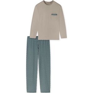 SCHIESSER - Comfort Nightwear - Pyjama Lang - Lichtbruin / Petrol - 2-delig