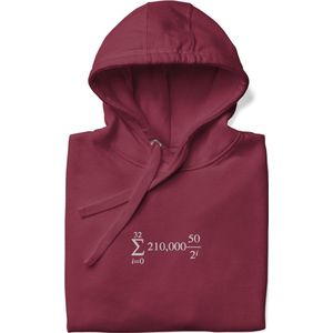 Bitcoin Hoodie - Bitcoin Halving Cycle Formula - Wit Geborduurd - Unisex - Kleur Bordeaux Rood - Maat XL | Bitcoin cadeau| Cryptocurrency cadeau| Bitcoin Trui| Crypto Trui| Crypto Hoodie| Bitcoin Hoodie| Bitcoin Merch| Bitcoin Kleding| Crypto Kleding