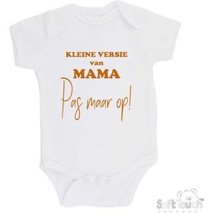 100% katoenen Romper ""Kleine versie van mama Pas maar op!"" Unisex Katoen Wit/tan Maat 56/62