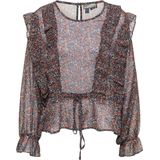 DreiMaster Vintage Blouse  beige / kobaltblauw / roestbruin