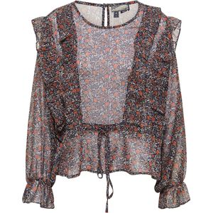 DreiMaster Vintage Blouse  beige / kobaltblauw / roestbruin