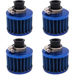 4 stuks 12 mm auto-inlaatluchtfilter universele koudeluchtinlaatfilterkit carterventilatiedekselventilatie - Blauw