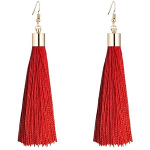 Fako Bijoux® - Kwast Oorbellen Classic - 8cm - Goud - Rood