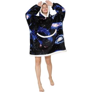Oversized hoodie-deken met mouwen - voor dames en heren - sherpa - behaaglijke dekentrui - XXL dekenhoodie - knuffelhoodie - Universum