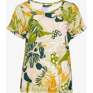 TwoDay dames T-shirt met bloemenprint groen geel - Maat L