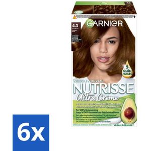 Garnier - Nutrisse Ultra Crème 4.3 - Haarkleuring - Goudbruin - Intens Voedend - Permanente Kleur - Voordeelverpakking - 6 stuks