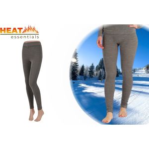 Heat Essentials Thermo Legging Dames- Merinowol - Grijs - S - Thermokleding Dames- Thermo Ondergoed Dames - Thermobroek Dames