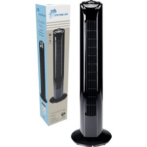 Lifetime Air Torenventilator - Ventilator met 3 Snelheden - Draaibare Ventilator Staand - Vloerventilator 54dB - Perfect voor Slaapkamer en Kantoor - Netstroom Kabel 1,5M - 81 x 67 cm - Zwart