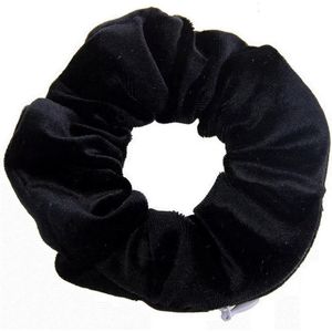 Scoby - Scrunchie Met Rits - Fluwelen Scrunchie - Haarelastiek - Geheim vakje - Hair Accessory - Froesel - Elastiek - Zwart