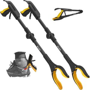 Grijpstok opvouwbaar 2 stuks met schoenlepel 0° - 180° schuine arm 80 cm lang magneetpunten voor afvalafvoer-afvalverzameling-armverlenging Grijpstok