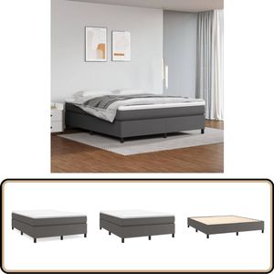 vidaXL Boxspring met matras 180x200 cm Grijs Boxspring Bed - Boxspring - Bed Frame - Slaapcomfort - Kunstleder Bed
