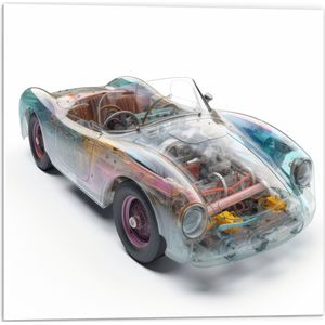 PVC Schuimplaat - Doorzichte Auto met Gekleurde Onderdelen - 50x50 cm Foto op PVC Schuimplaat (Met Ophangsysteem)