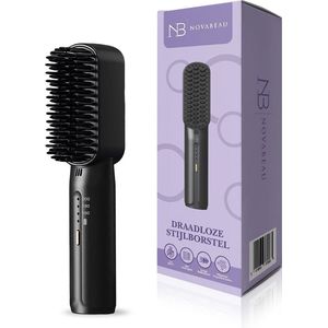 Novabeau Draadloze Stijlborstel - Stijlkam - Warmte borstel - Straight Brush - Haarborstel - Elektrische haarborstel - Mini Stijltang - Fohnborstel