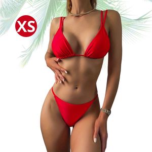 Livano Bikini Dames - Meisjes Bikini - Badpak - Push Up - Vrouwen Badkleding - Zwemmen - Sexy Set - Top & Broekje - Rood - Maat XS