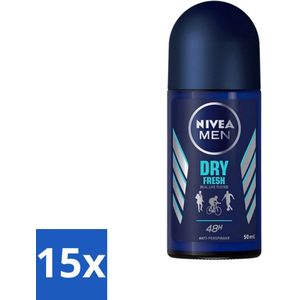 15 x Nivea - Men - Deodorant - Roller - Dry Fresh - 48 Uur Lang Werkend - 50 ml - Deodorant Roller - Deodorant Voor Mannen