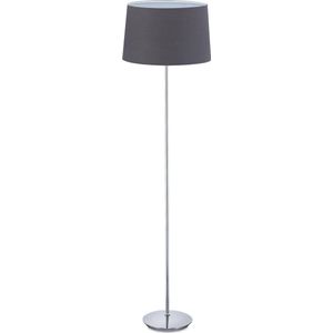 Relaxdays staande lamp woonkamer - vloerlamp met lampenkap - E27 fitting - 148.5 cm hoog - grijs
