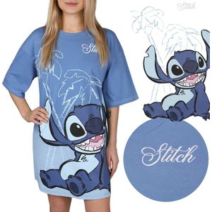Stitch Disney Blauw, dames slaapshirt, katoenen nachtpon