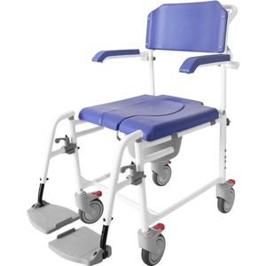 Douche Rolstoelen voor Volwassenen - Verbeterde Remmen - Met Wielen - Handicap Toiletstoelen met Armen - Blauwe douchestoel