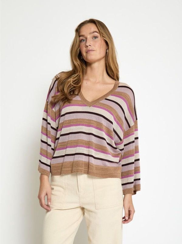 minus - Trui 'Jolina' - Bruin / Pruim / Sering / Zwart - Gebreide Trui