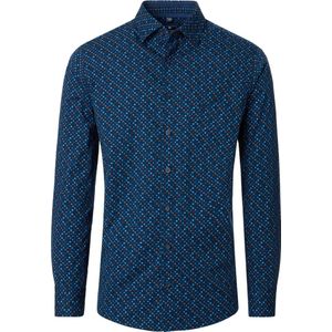 Redmond - Heren overhemd - Lange mouw - Blauw - Print - Comfort fit - Maat M