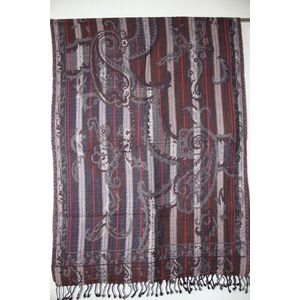 1001musthaves.com Gestreepte wollen dames sjaal donker bruin paars 70 x 200 cm