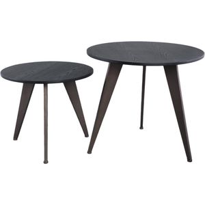 PTMD Werdy Black Iron Coffeetable Veneer Top Round SV2