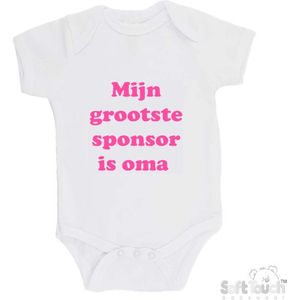 100% katoenen Romper ""Mijn grootste sponsor is oma"" Meisjes Katoen Wit/roze Maat 62/68